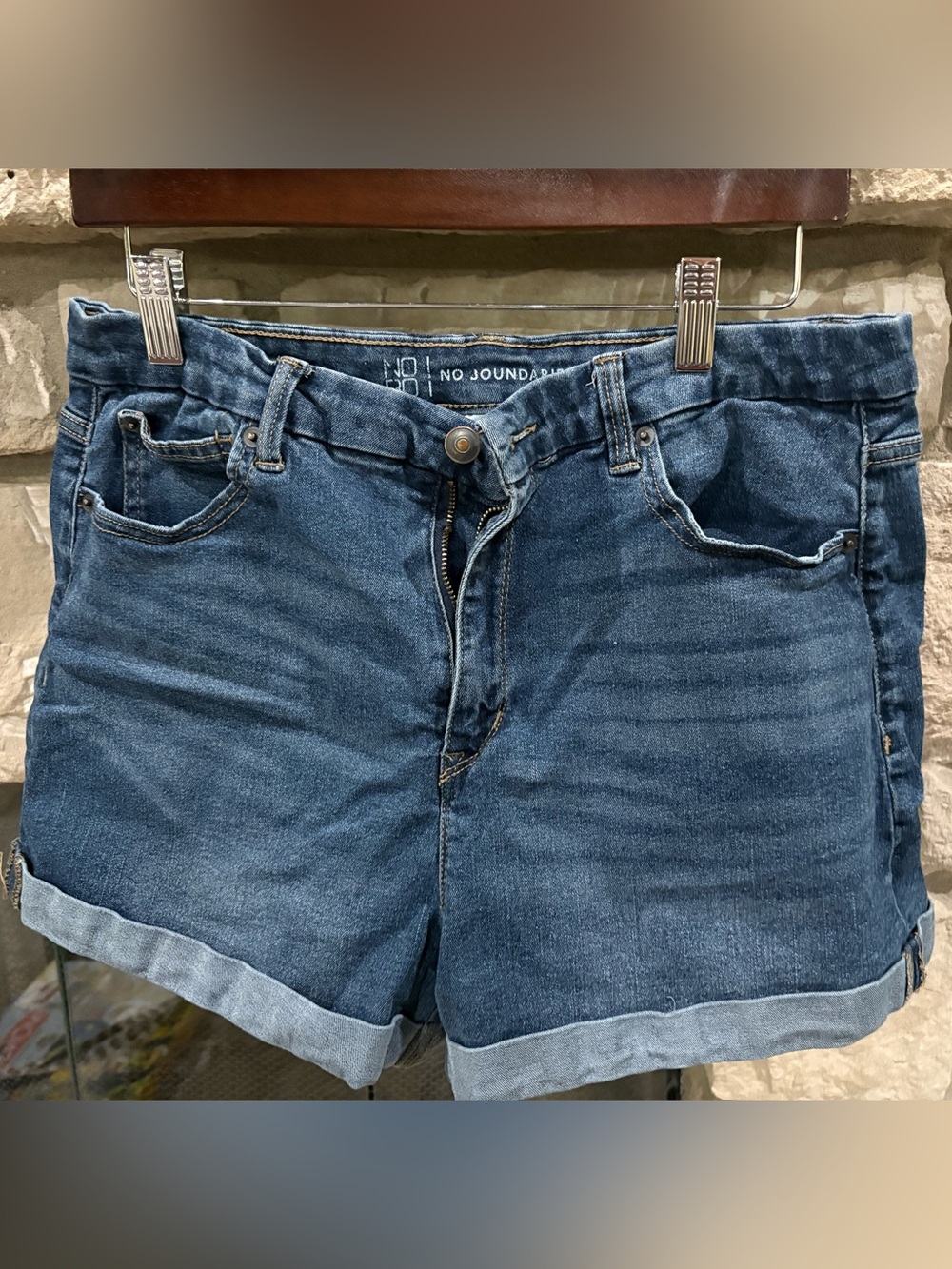 No Boundaries Dark Blue Rolled Cuff Denim Shorts